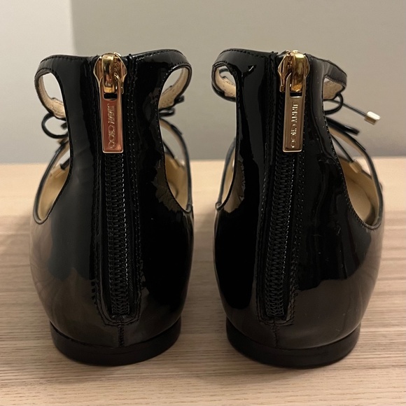 Jimmy Choo⎜Sage Double Bow Patent Leather Flats⎜Black - Picture 6 of 16